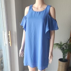 Love Reign Blue Cold Shoulder Mini Dress